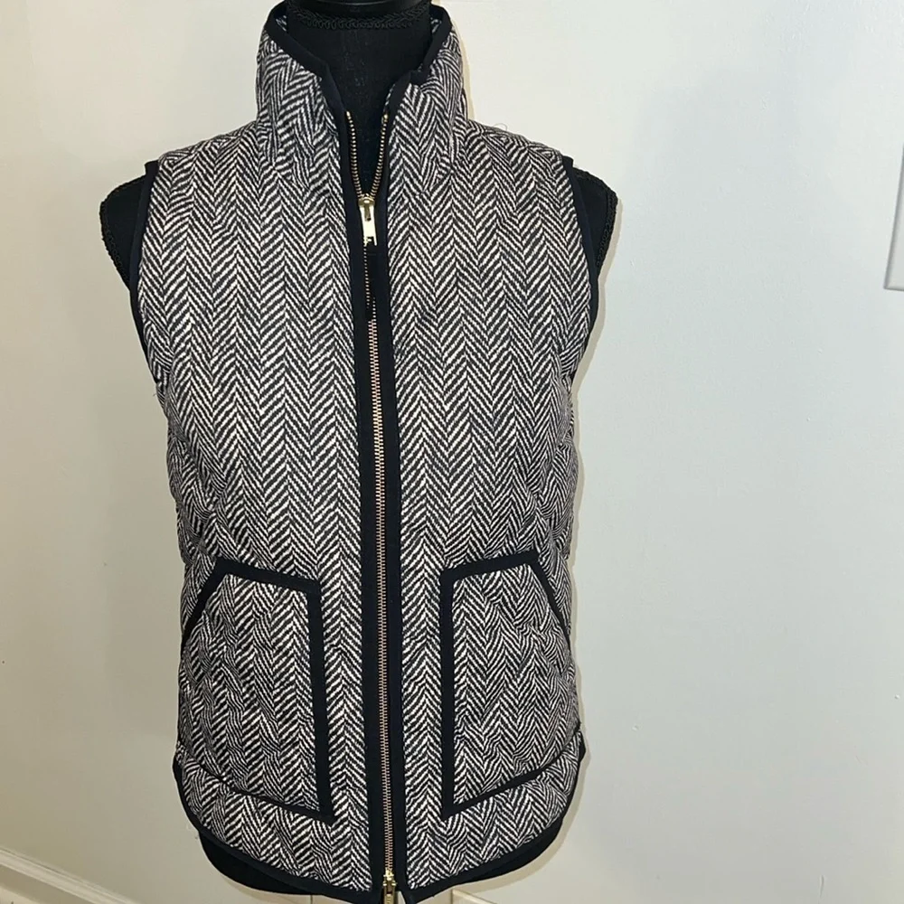 J. Crew Puffer Vest, Herringbone Print, sz XXS.